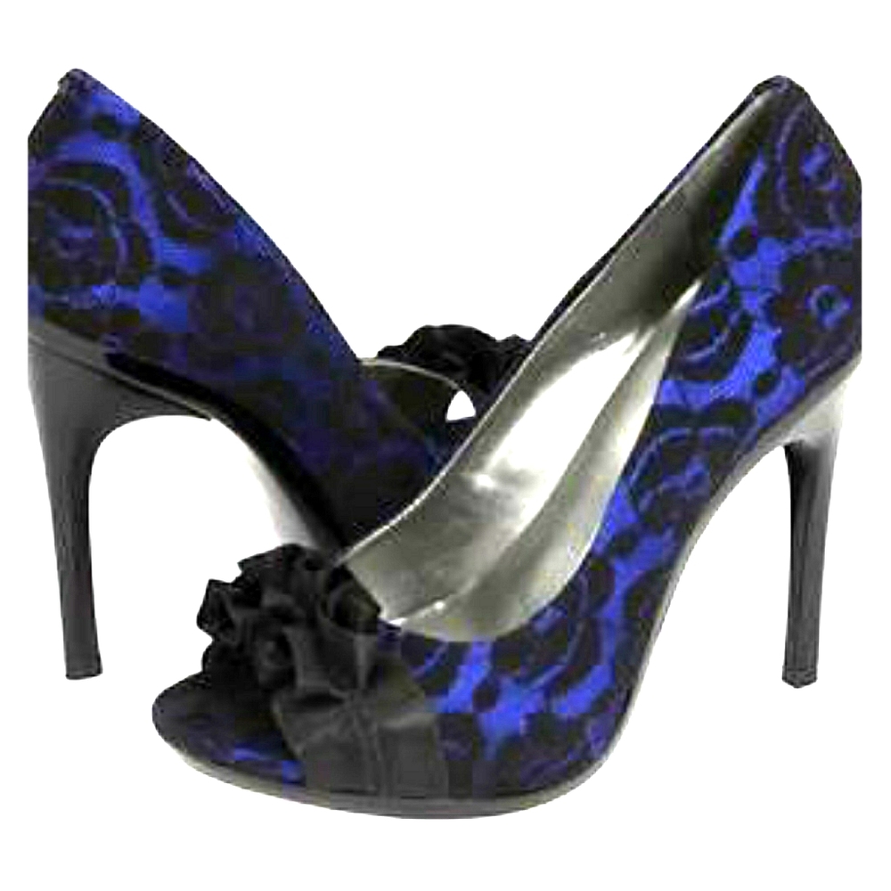 Carlos Santana Cobalt Blue and Black Lace Pumps